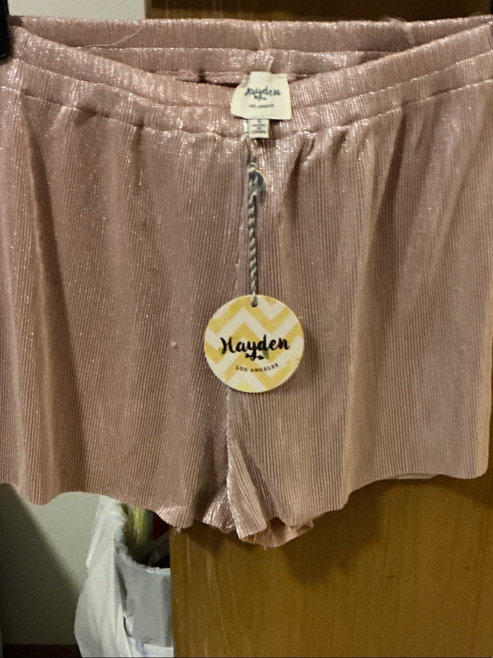 Hayden Shimmery Blush Pink Pleated Shorts